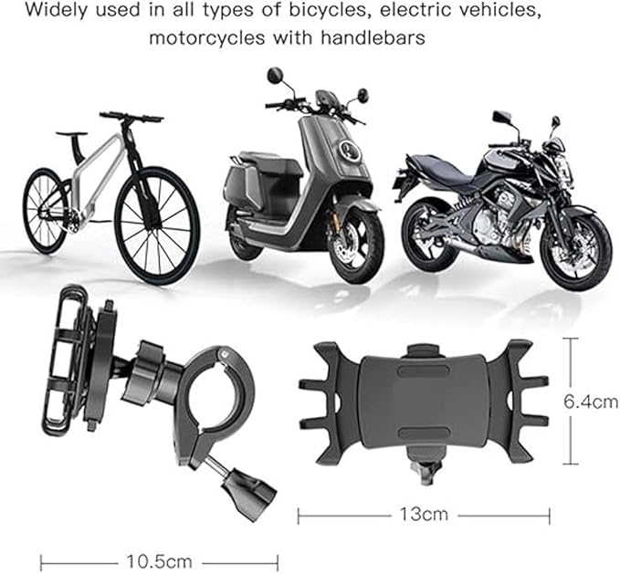 C66 Bike Bicycle Motorcycle Mobile Phone Holder Mount | Universal 360° Adjustable Rotation | Compatible with iPhone 12 Series, Samsung Galaxy S21/20, Note, Huawei, and More Image