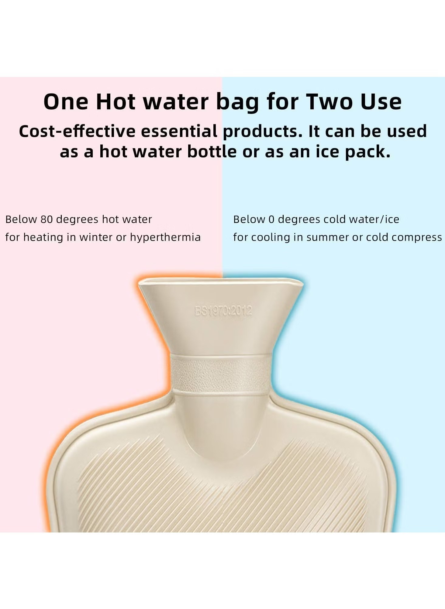 Hot Water Bag with Soft Cover | Classic Rubber Hot Water Bag for Cramps, Neck, Shoulder Pain Relief | Hot & Cold Therapy Pack (Multi) Image