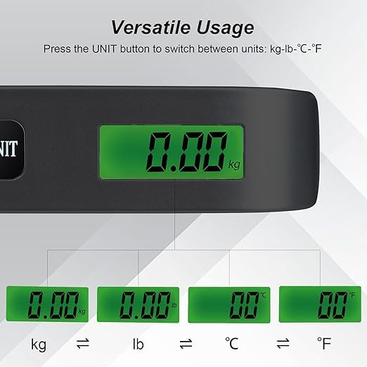 Travel Digital Luggage Scale – Portable Suitcase Weighing Scale with Temperature Display (110LB/50KG Capacity) Image
