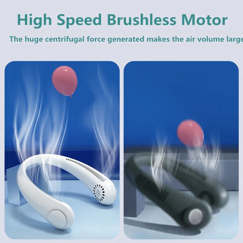 Mini Neck Fan - Bladeless Rechargeable Personal Cooler, 3-Speed Portable Air Circulator for Outdoor/Sports/Summer, Hands-Free Design Image