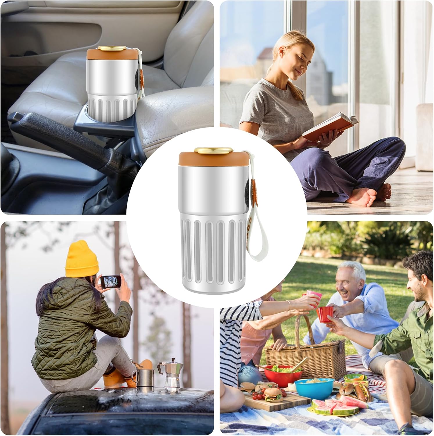 450ml Insulated Travel Coffee Mug with Temperature Display | Double-Walled Stainless Steel Thermos for Hot & Cold Drinks | Portable Leakproof Vacuum Bottle for Office & Travel, Durable Thermal Mug Flask with Smart Lid Display - Keeps Beverages at Optimal Temperature for Hours | Perfect for Coffee, Tea, & More Image