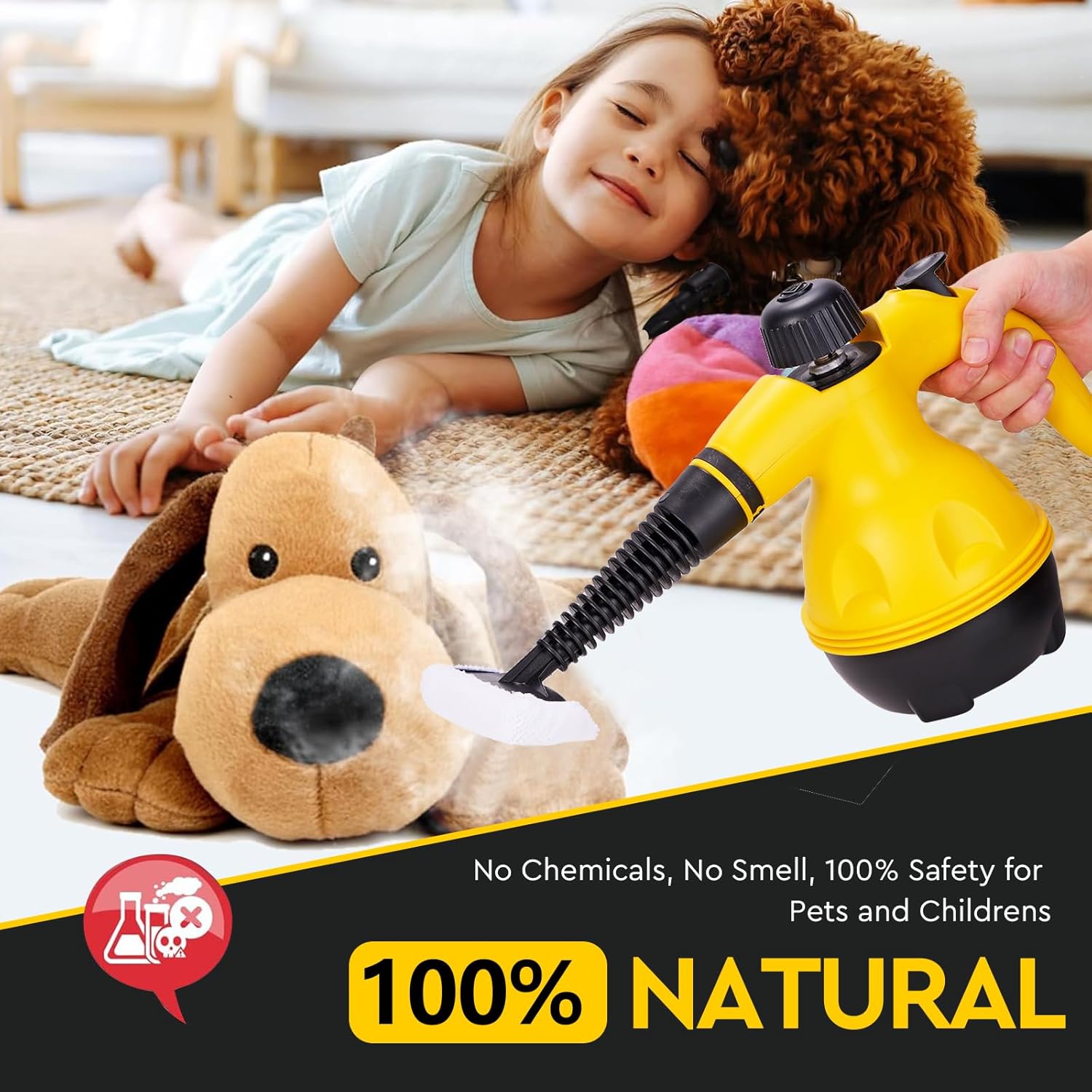 Powerful Pressurized Handheld Steam Cleaner - 9pc Kit for Multi-Surface Cleaning (Kitchen, Bathroom, Car, Windows, Grime Image