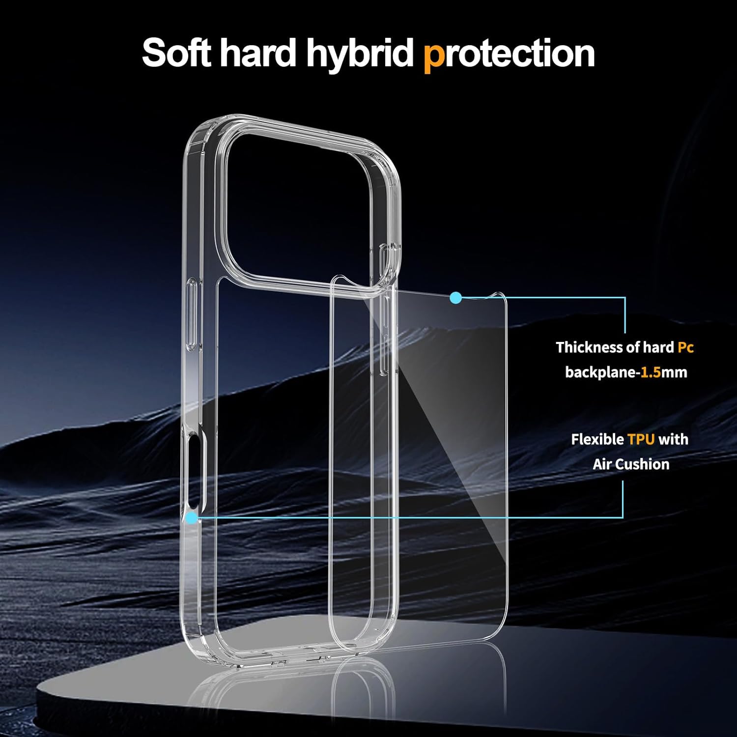 Crystal Clear Case for iPhone 17 Pro 6.3" (2025) - Anti-Yellowing Hard Back, Slim Shockproof Bumper, Wireless Charging Compatible Image