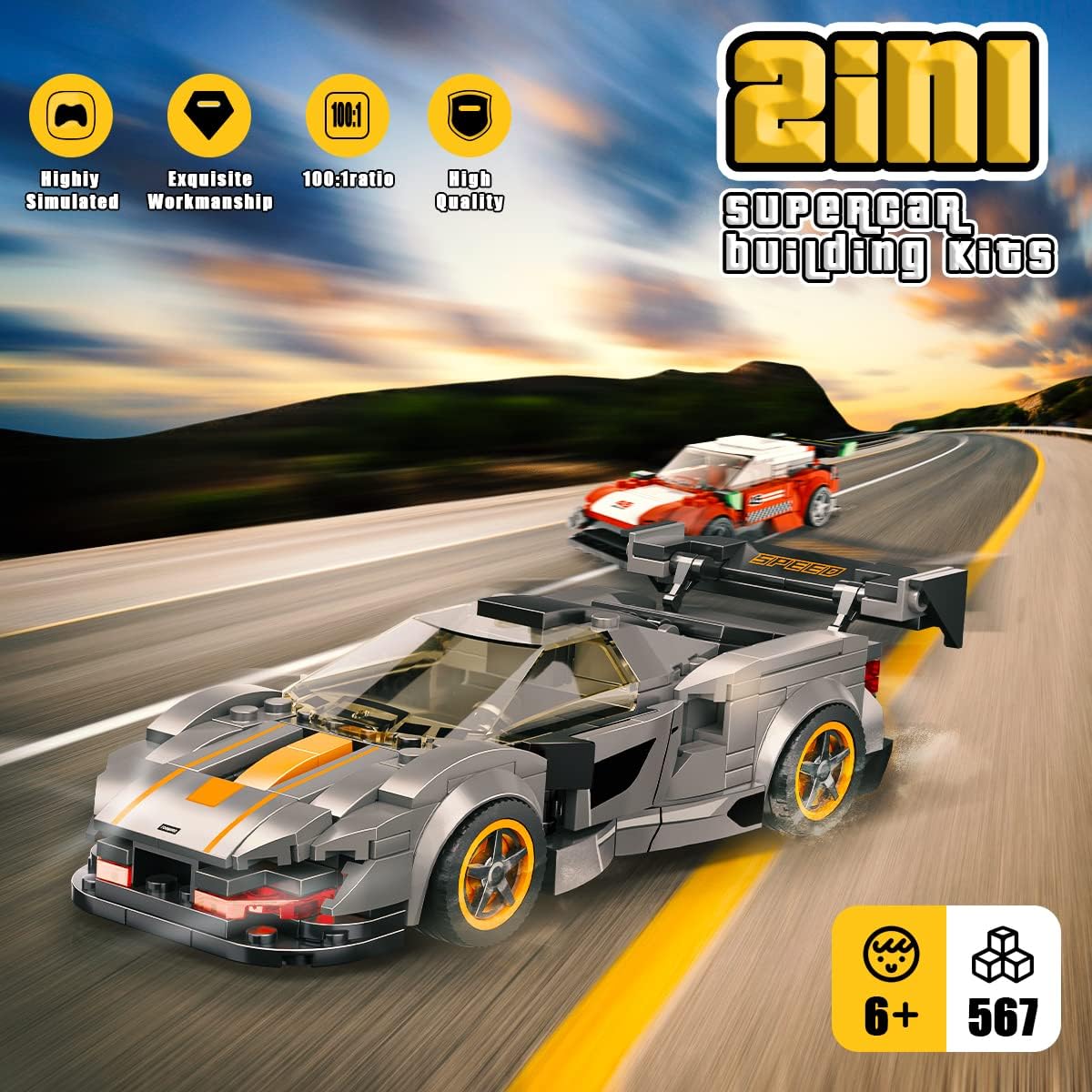 Come Alive McLaren Iconic Race Car Building Kit. Collectible speed champions construction toy for boys & girls aged 8+. Multicolor. Image