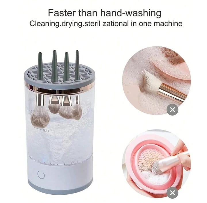 3-in-1 Automatic Makeup Brush Cleaning and Drying Stand – Electric Makeup Brush Cleaner Machine with USB Charging Image