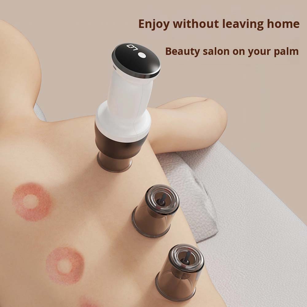 Electric Cupping Massager & Scraping Instrument. Rechargeable muscle pain relief for neck, back, arms & legs. Portable design. Image