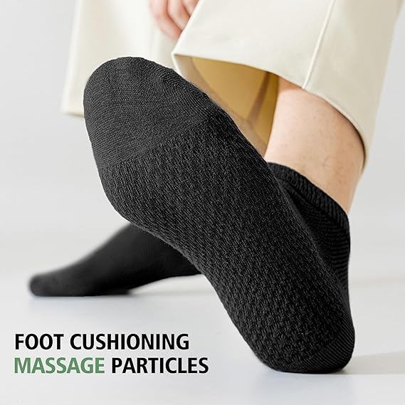 10 Pairs Men's Breathable Cotton Ankle Socks - Ultra Lightweight & Comfortable for All Seasons (Black) Image