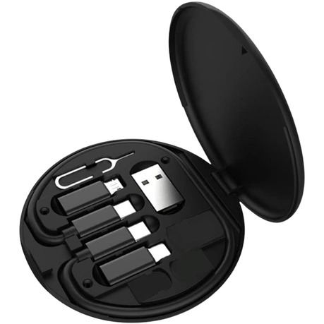 EC148 Type C USB Charging Cable | Multi-Function Portable USB Adapter Card Storage Set | 4-in-1 Data Cable with USB-A, Micro-USB, Lightning Adapters Image