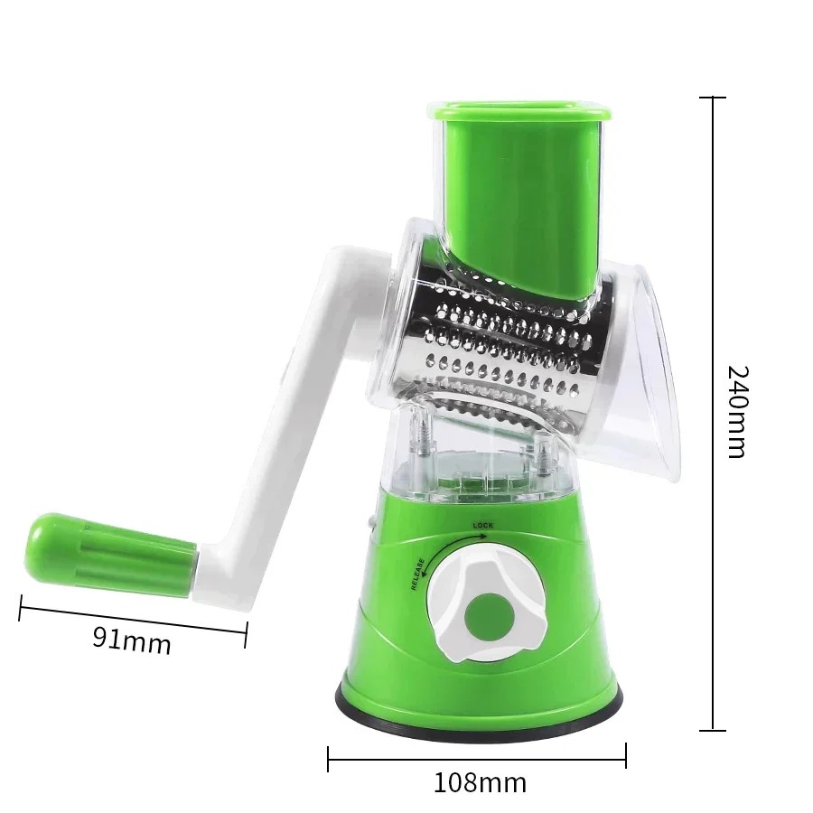 3-in-1 Manual Rotary Vegetable Drum Cutter | Multi-Purpose Slicer, Shredder, and Grater | Efficient Kitchen Tool for Fruits and Vegetables Image