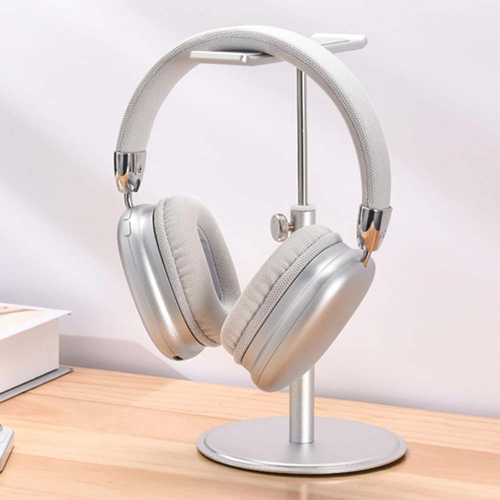 Adjustable Aluminum Headphone Stand - Anti-Slip Desktop Organizer with Shelf for Headsets & Accessories Image