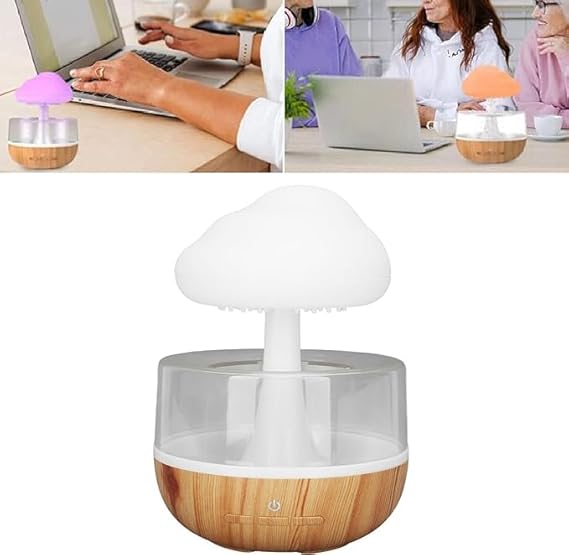 Rain Cloud Humidifier | Portable Mini 450ml Cool Mist Humidifier | USB Personal Desktop Humidifier with 7 LED Lights for Baby Bedroom, Travel, Office & Home Image