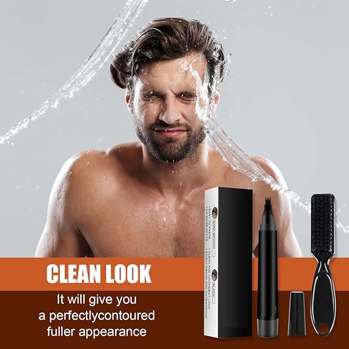 Waterproof Beard Filler Pen Kit - Contoured Beard Pen with Brush, Long-Lasting, Sweatproof Beard Pencil for Patchy Beard, Natural Look, Quick and Easy Grooming Solution Image