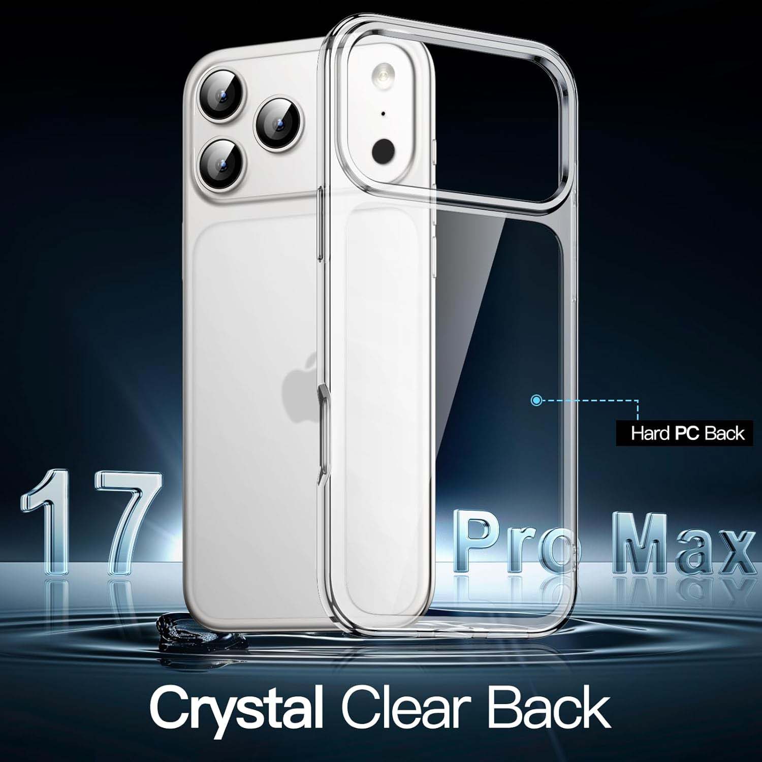 Crystal Clear Case for iPhone 17 Pro Max 6.3" (2025) - Anti-Yellowing Hard Back, Slim Shockproof Bumper, Wireless Charging Compatible Image