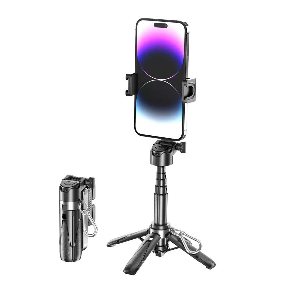 P15T Mini Selfie Stick Tripod - Extendable Phone Stand with Wireless Remote for Android & iPhone Vlogging, Portable Travel Tripod Image