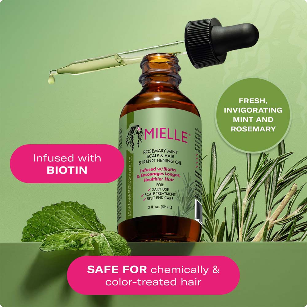 Mielle Organics Rosemary & Mint Hair Oil with Biotin – Strengthens, Moisturizes & Soothes Scalp, Promotes Longer, Healthier Hair (2 Fl Oz) Image