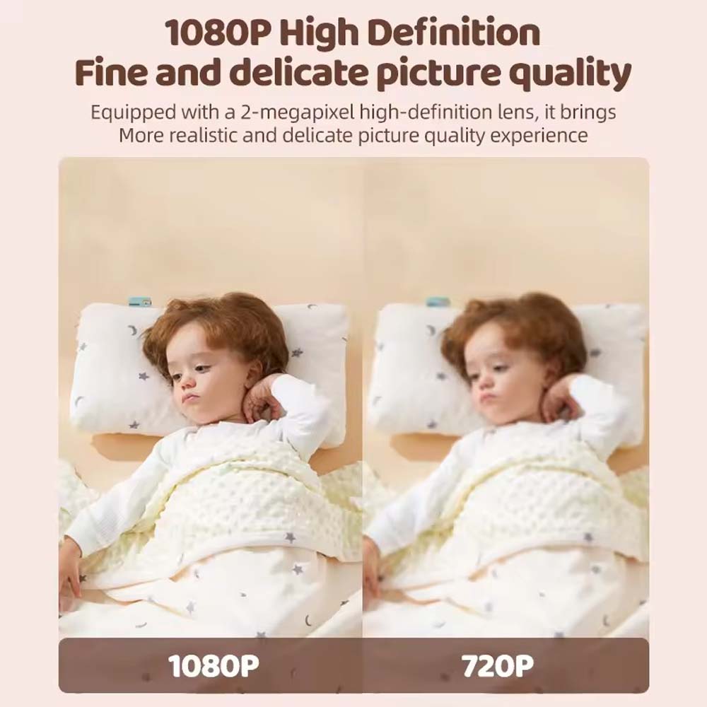 Smart WiFi Baby Monitor - No Glow Night Vision Camera with Bluetooth Remote, 360° Coverage for Child Safety Image
