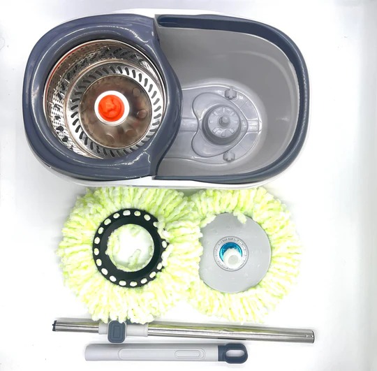 Clean Smart Spin Mop Twin Split Bucket | 360 Wet & Dry Spin Floor Mop with Disinfectant Bottle & 2 Mop Pads | Hygienic Space-Saving Cleaning Tool for Home & Office Image