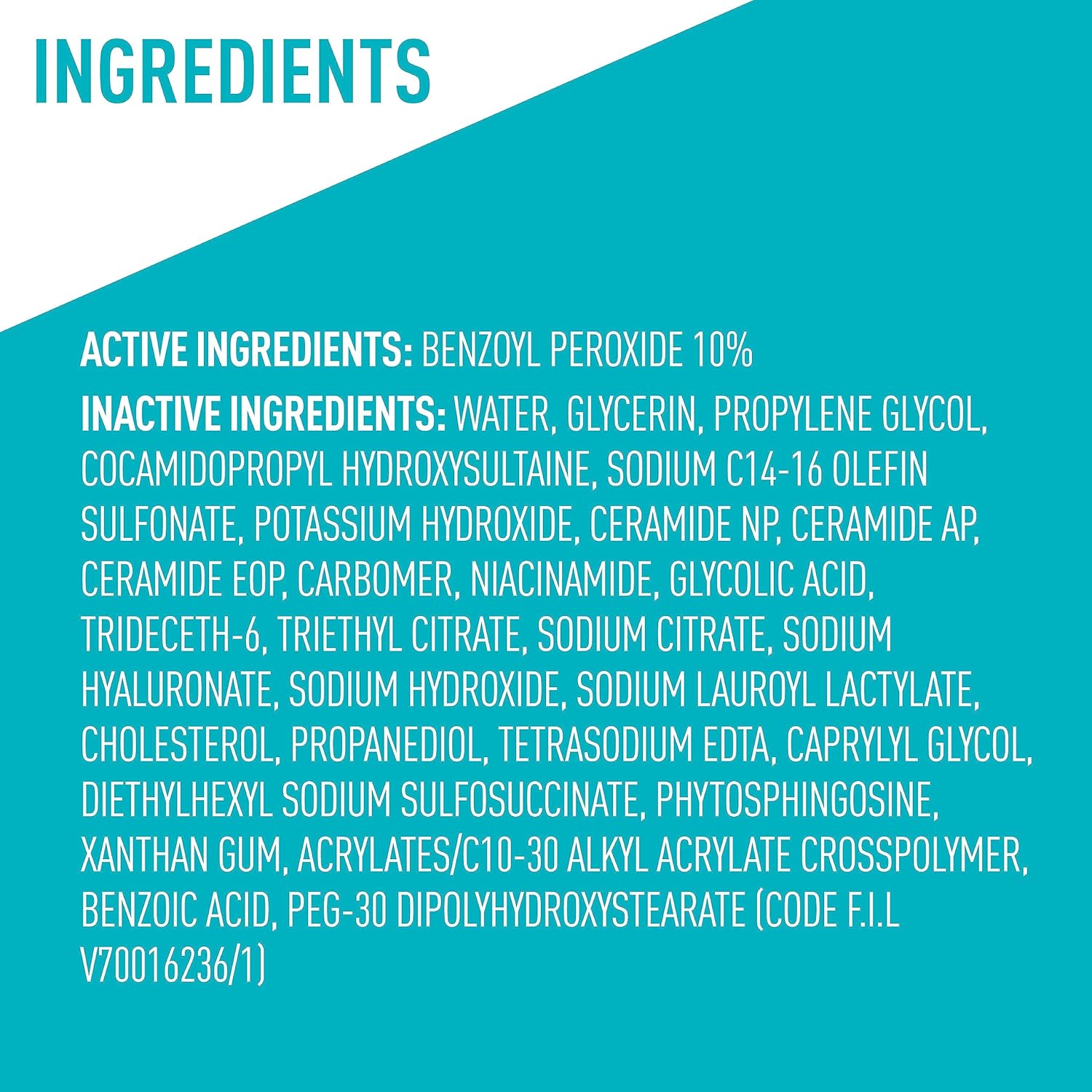 CeraVe Acne Foaming Cream Wash with 10% Benzoyl Peroxide. Treats breakouts on face & body, gentle with Niacinamide & Hyaluronic Acid. Image