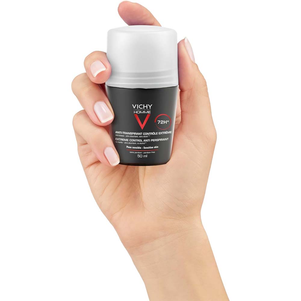 Vichy Homme 72 Hour Anti-Perspirant Deodorant. Long-lasting sweat & odor protection with a soothing effect for men. 50ml. Image