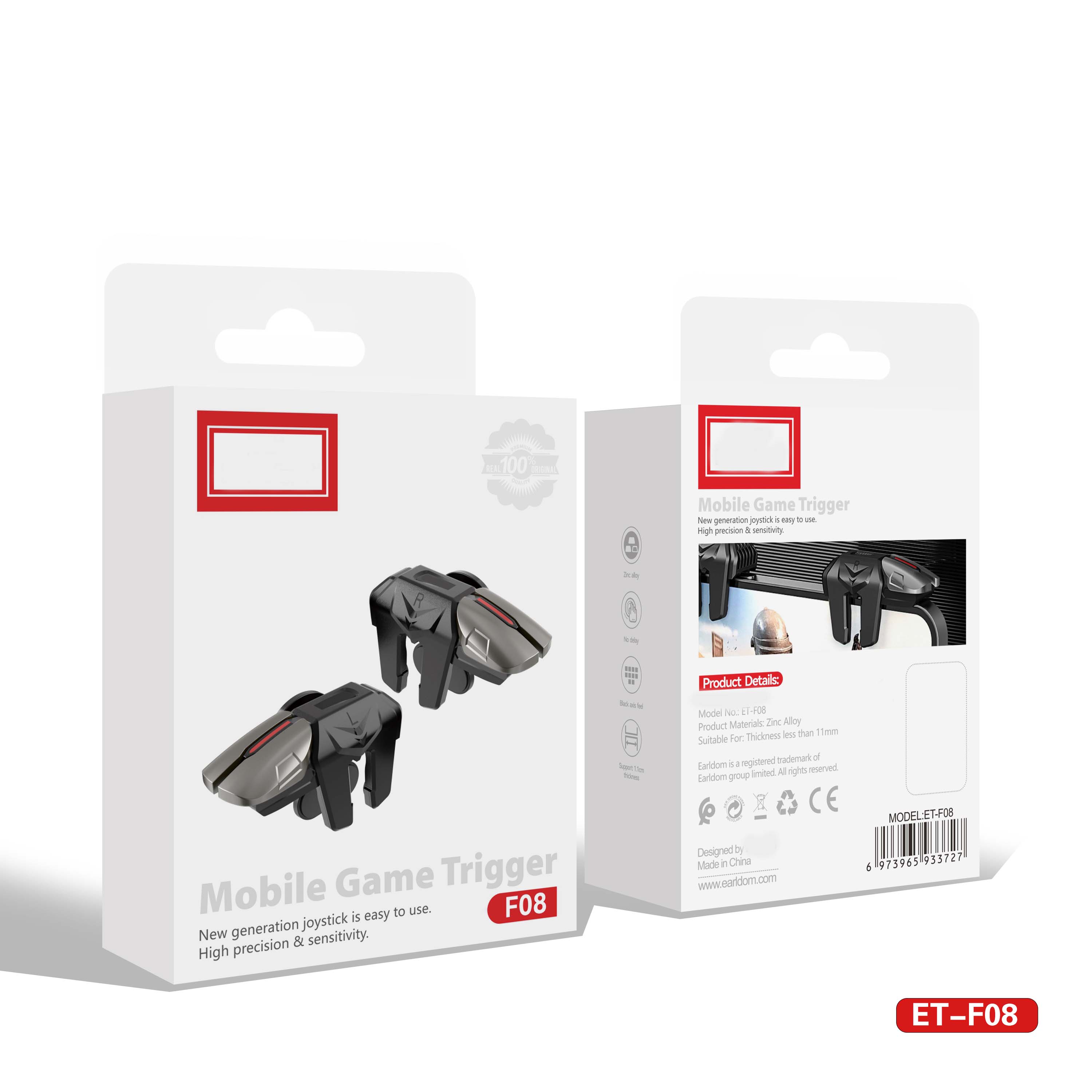 ET-F08 Mobile Game Trigger Controller - Clip-on Fire Buttons & Joystick for iOS/Android Gaming, No Bluetooth Needed Image