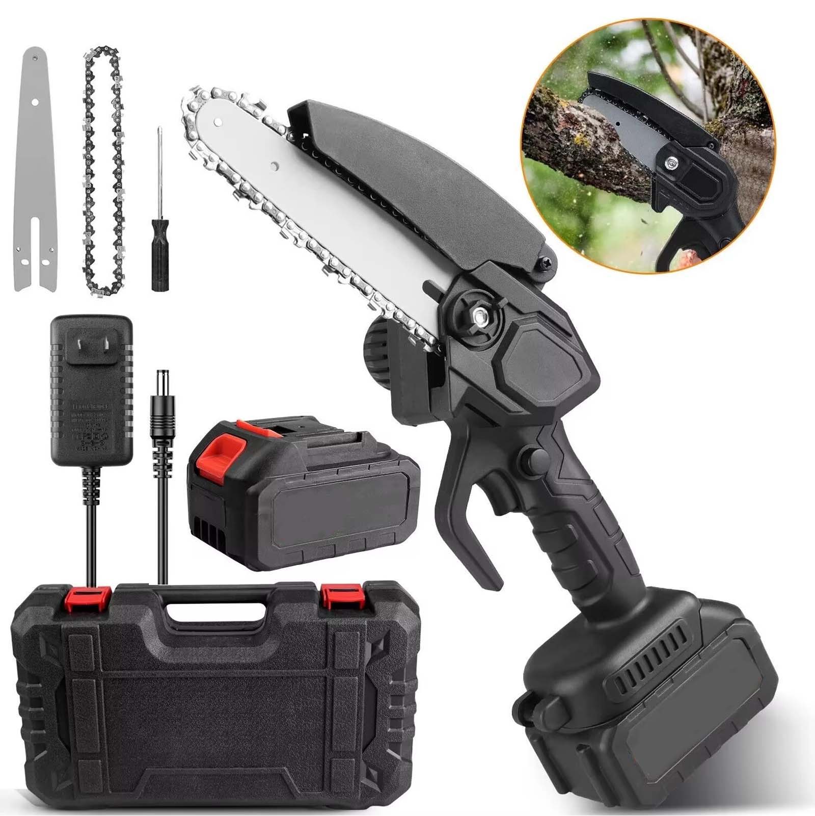 Brushless Cordless Chainsaw - Mini Electric Handheld Chainsaw with Safety Lock for Tree Branch Cutting Image