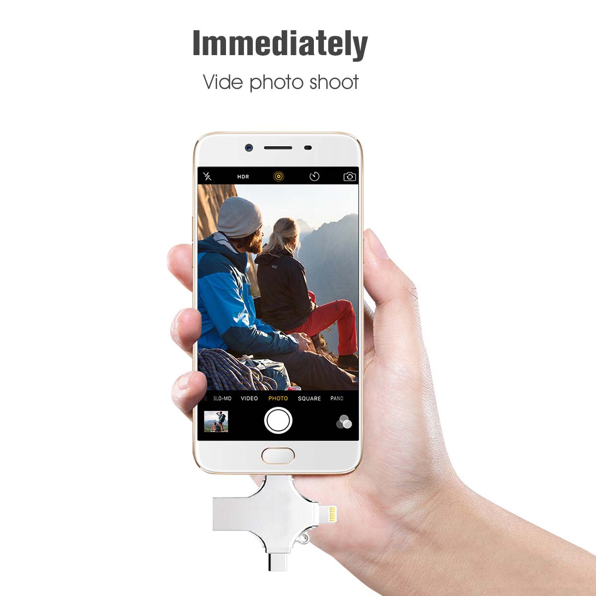 128 GB 4-in-1 USB 3.0 - Compatible with iPhone, Android, iPad, Mac, PC, Galaxy S, Windows | Fast USB A, USB C, Micro USB & iPhone Connector | High-Speed Thumb Drive, Jump Drive, Memory Stick, Portable Hard Drive Image