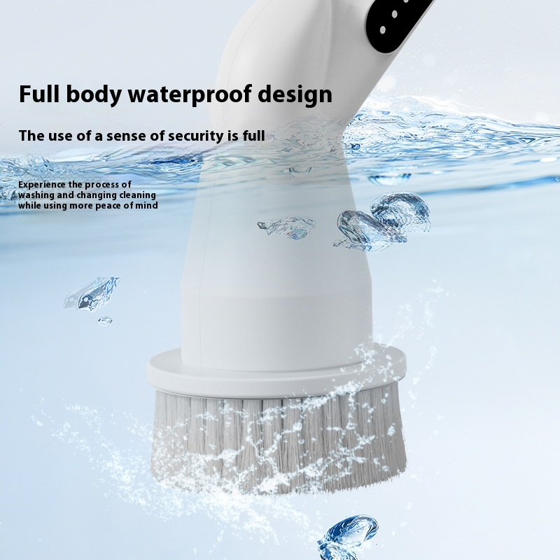 Cordless Electric Spin Scrubber - 7 Replaceable Brushes for Shower, Tub & Tile Cleaning, Baby-Safe Plastic Material Image