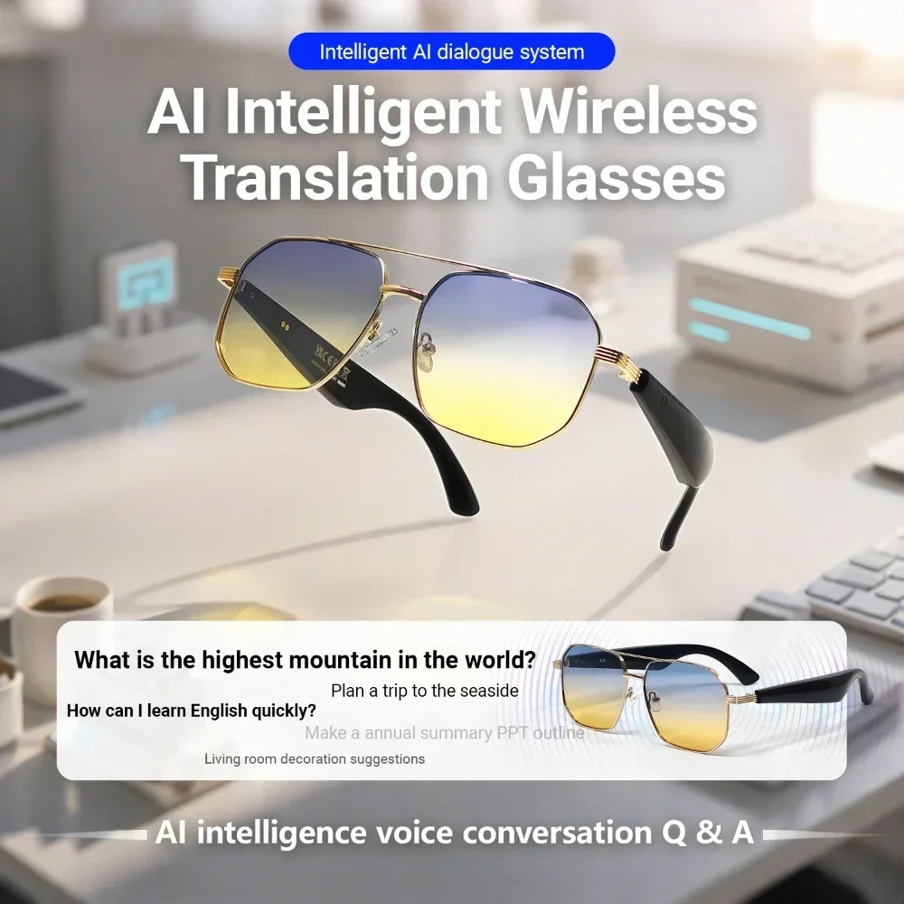 GY500 AI Sports Sunglasses - Wireless Translation, Music & Voice Control, Waterproof for Outdoor Activities Image