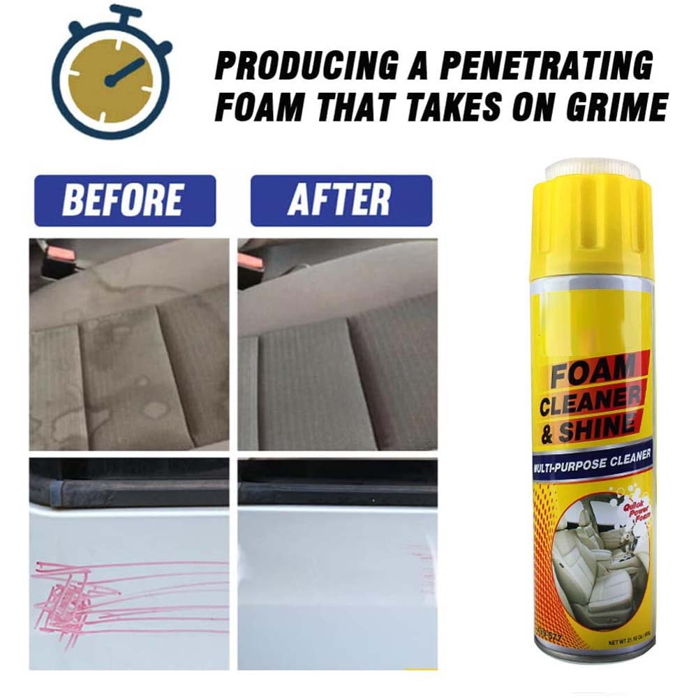Multi-Purpose Foam Cleaner & Shine - 600g, All-in-One Interior Restorer for Cars & Home, UV Protection, Removes Dirt & Grime Effortlessly Image