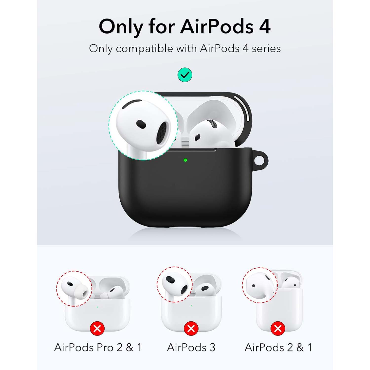 AirPods 4 Case (2024). USB-C compatible cover with magnetic lid lock & full drop protection. Soft multi-color cases. Image