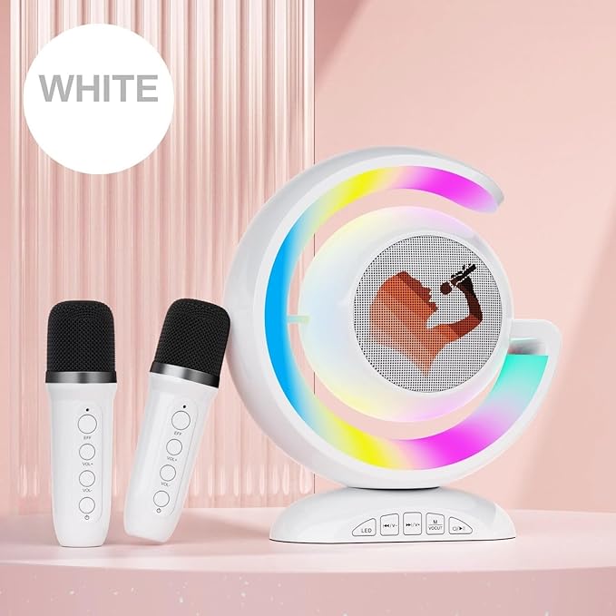 Kids Wireless Karaoke Microphone Set – Featuring Voice Changer and Ambient Lights Image