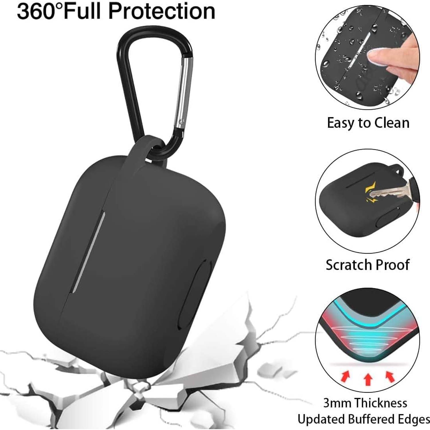 Silicone Case for AirPods Pro 3 (2025). Protective skin with keychain neck, shockproof & wireless charging supported. Multi-color. Image