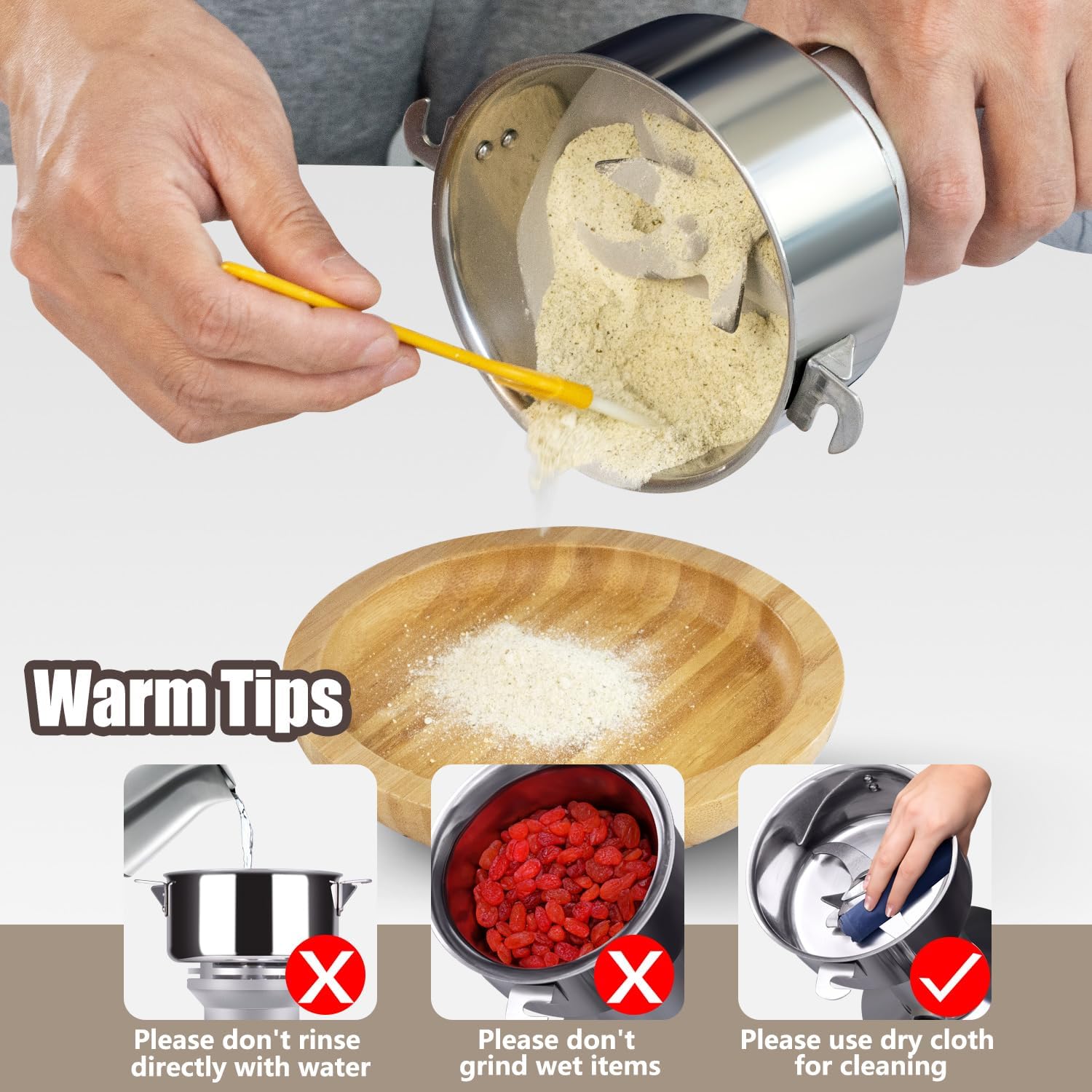 1000W Commercial Grain Mill Grinder - 200g Capacity, Superfine Flour & Spice Grinder for Home Use, High-Speed Electric Mill Image