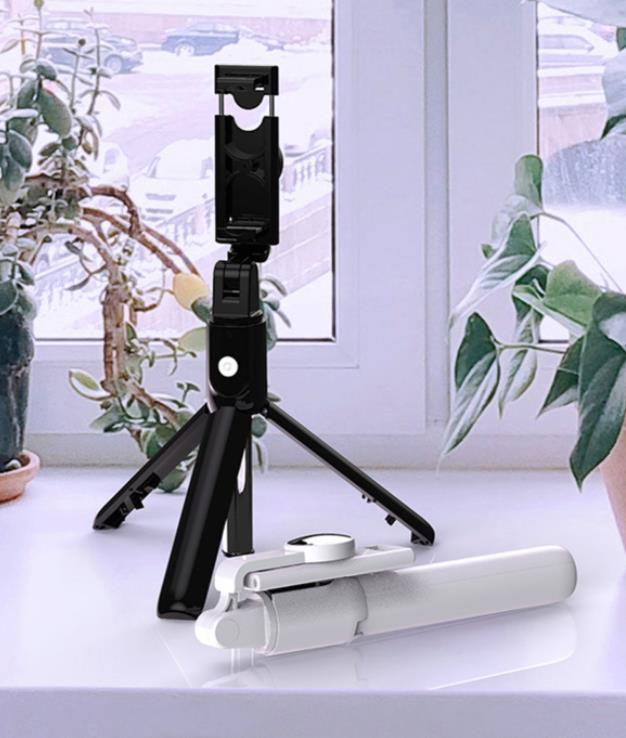 K10 Remote Tripod Mobile Universal Selfie Stick - Multifunctional Bluetooth Selfie Stick & Phone Tripod with Remote Control, Adjustable and Compact, Compatible with iPhone, Android Image