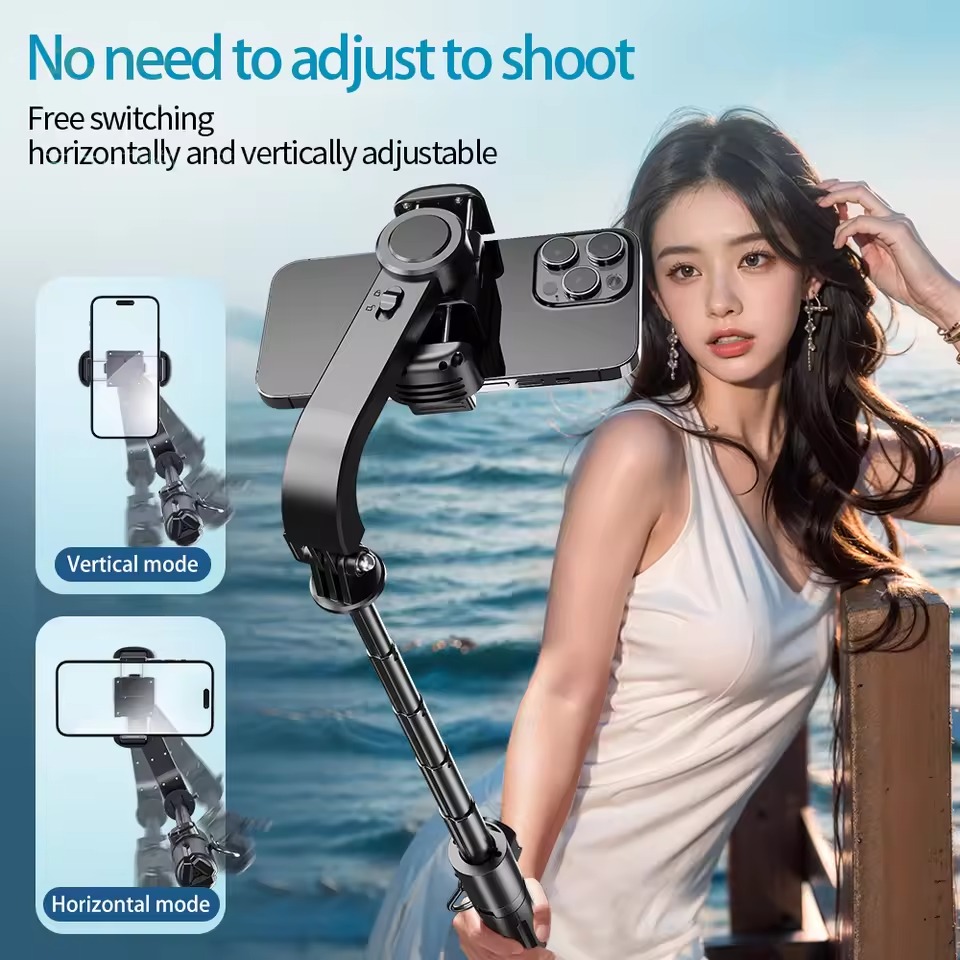 Q-30 Gimbal Stabilizer - 3-Axis AI Handheld Stabilizer with Selfie Stick & Tripod for Smartphones (ABS & Aluminum) Image