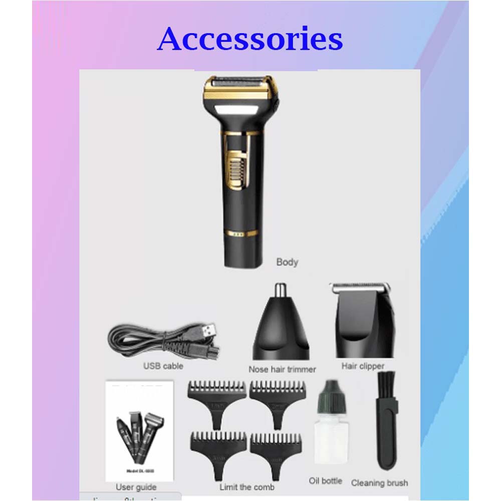 3-in-1 Professional Hair Clippers for Men - Electric Hair Clipper, Nose Trimmer, and Eyebrow Grooming Kit with Durable Stainless Steel Design Image