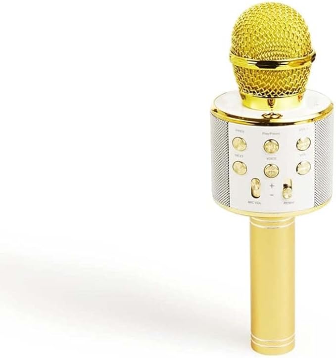 Golden Wireless Karaoke Microphone | Bluetooth, AUX, USB Connection | Ideal for Children and Adults | 5.5 Hours Battery Life Image
