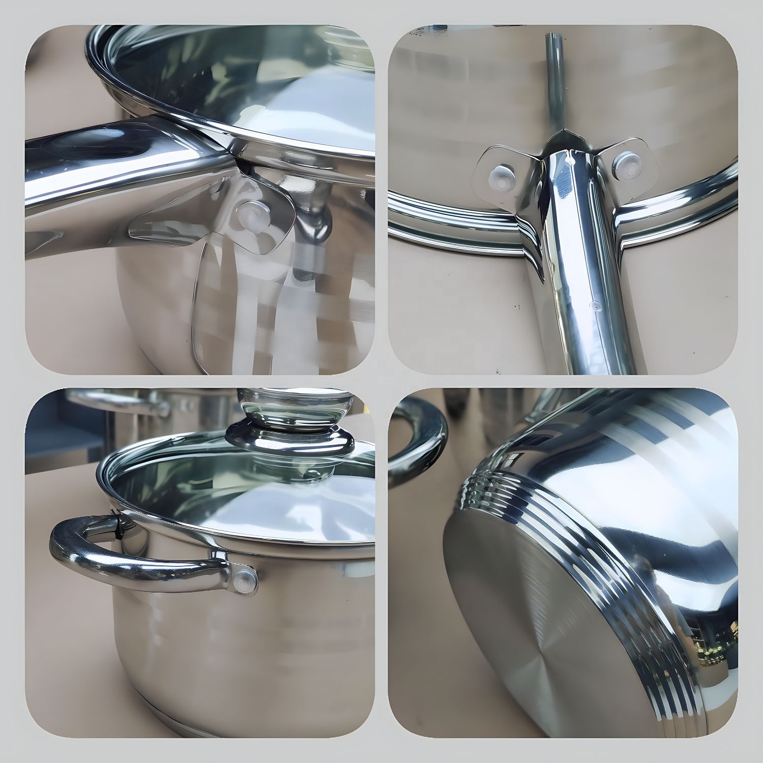 12-Piece Stainless Steel Cookware Set - Induction Compatible, Modern Design for Gas, Electric, Ceramic Stoves Image