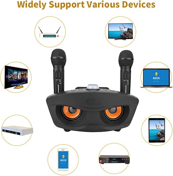 Wireless Bluetooth Speaker with 2-Piece Microphone Set | Portable Karaoke System for Home, Parties, and Events (Black) Image