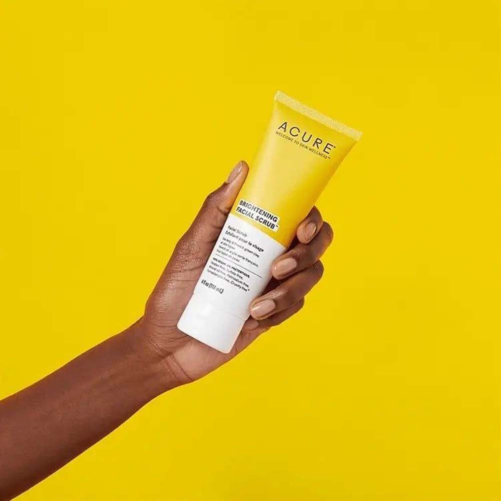 Acure Brightening Facial Scrub - Exfoliating Face Wash with Sea Kelp & French Green Clay, Gentle Daily Scrub for Radiant Skin Image