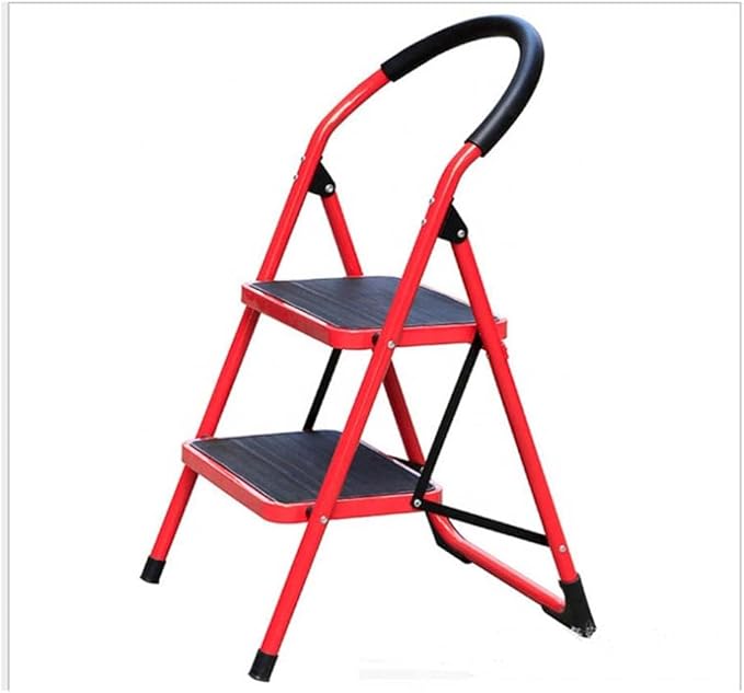 Hot Favorable Price 2-Step Home Mini Red Stairs | Folding Wrought Iron Ladder | Compact and Durable for Household Use Image