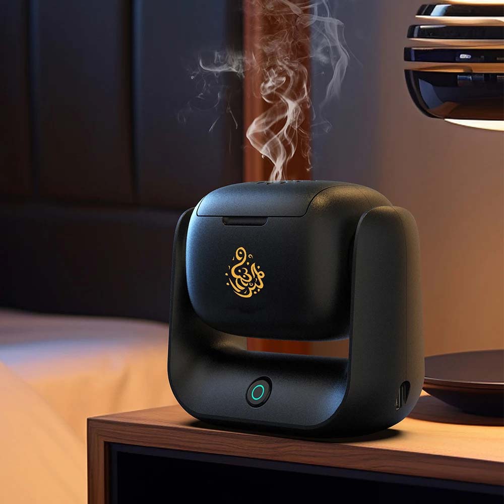 Rotational Incense Burner - 90° Rotation, 1500mAh Battery, Type-C Charging, LED Indicator for Home, Office & Car Use Image