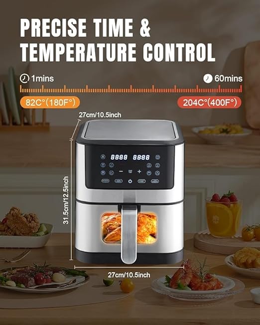 Smart Air Fryer – 1500W with Visible Cooking Window, Removable Basket, and Precise Timer & Temperature Control Image