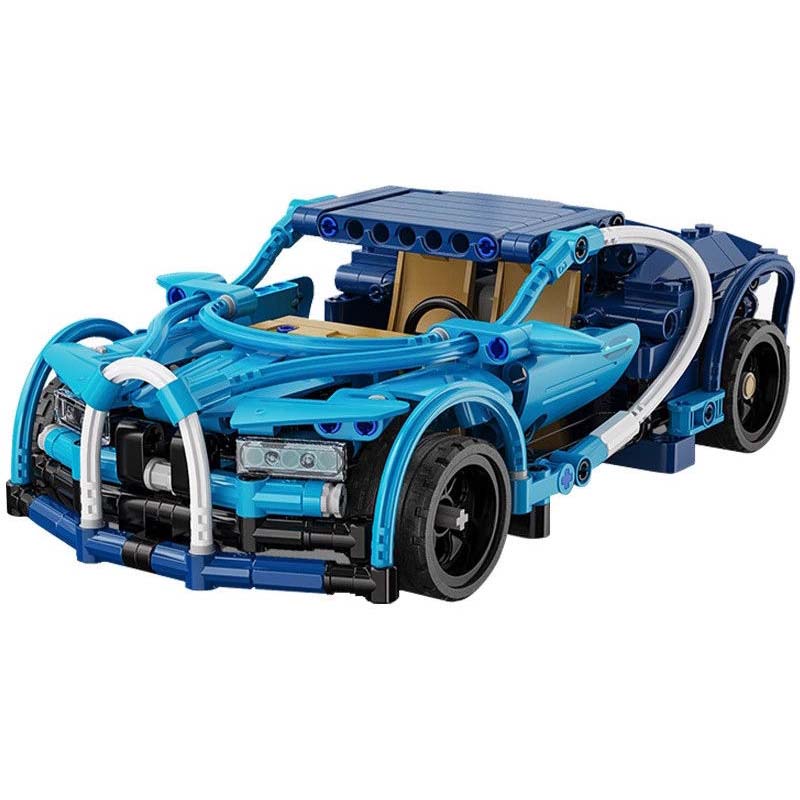 Classic Pull Back Super Sports Car DIY Bricks Set. Buildable racing car toy with pull-back motor for kids. 200+ pieces. Image