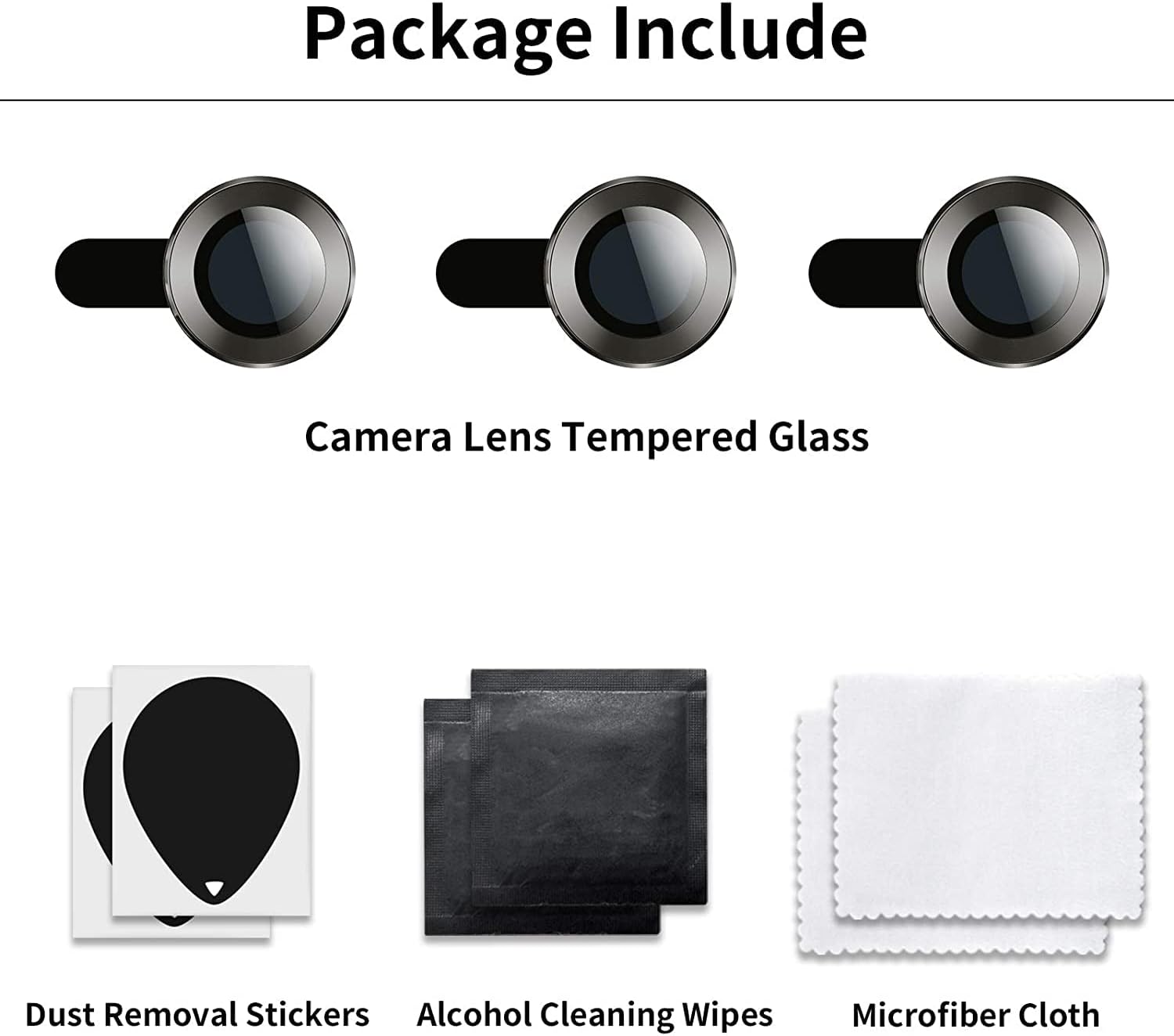 Camera Lens Protector for iPhone 13 Pro (6.1") and iPhone 13 Pro Max (6.7") – 9H Tempered Glass, Metal Individual Ring Cover, HD Clear, 1 Set Image