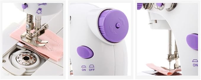 Sewing Machine for Beginners | Kids Handheld Portable Electric Mini Sewing Machine with Extension Table & Dual Speed | Crafting & Mending Machine with Lights & Foot Pedal for Household Use Image