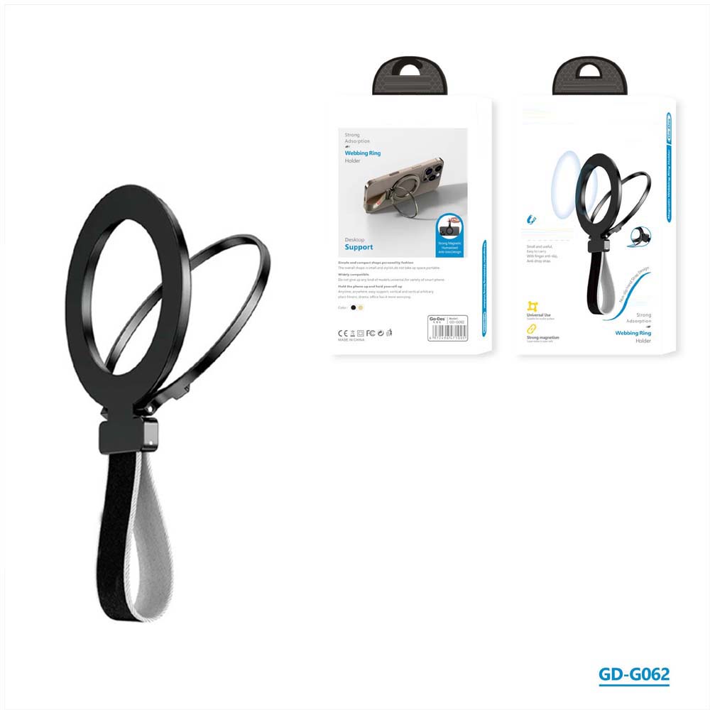 GD-G062 2-in-1 Finger Ring Stand - Magnetic Phone Grip & Kickstand, 360° Rotating Phone Holder for All Smartphones Image