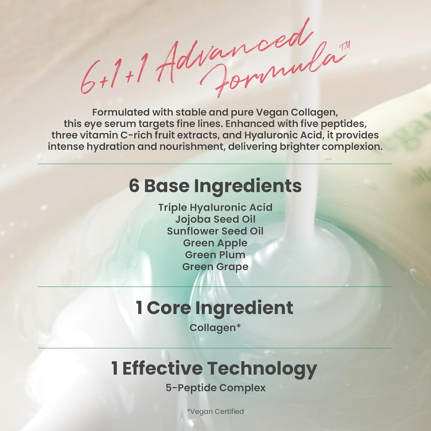 AXIS-Y Vegan Collagen Eye Serum – Korean Eye Treatment with Triple Hyaluronic Acid & Peptides, Reduces Fine Lines, Dark Circles & Boosts Elasticity Image