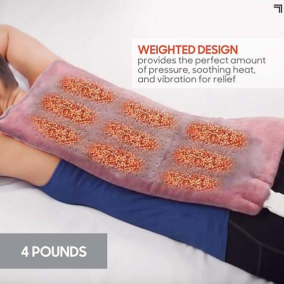 Heat Massaging Weighted Heating Pad by Sharper Image – Electric Heating Pad with Massaging Vibrations, 6 Settings Image