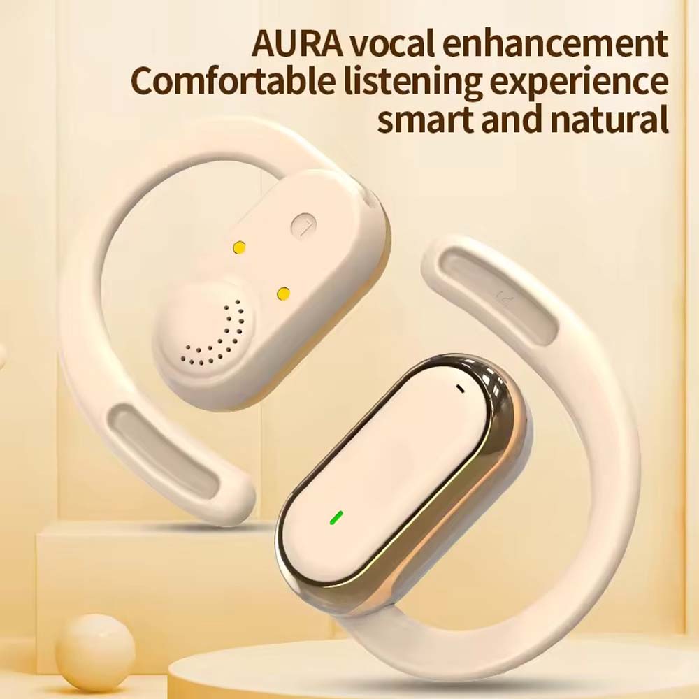 U-17H Wireless Sports Earbuds - Bluetooth 5.0, IPX5 Waterproof, Touch Control, Secure Fit for All Smartphones (Off-White) Image